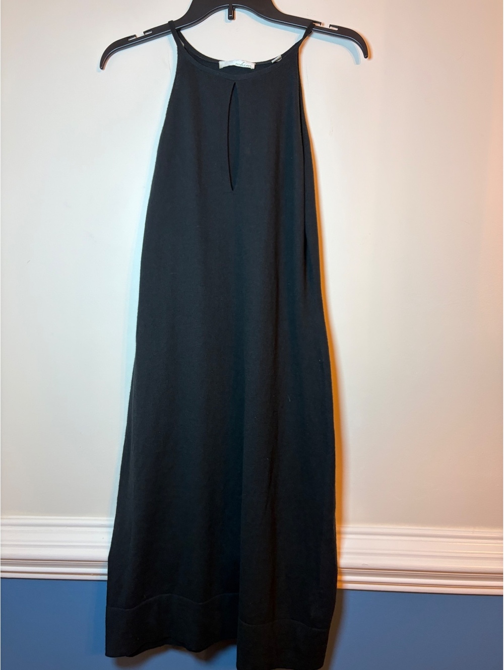 Whim Black Cotton Cashmere Blend Sleeveless Dress Medium